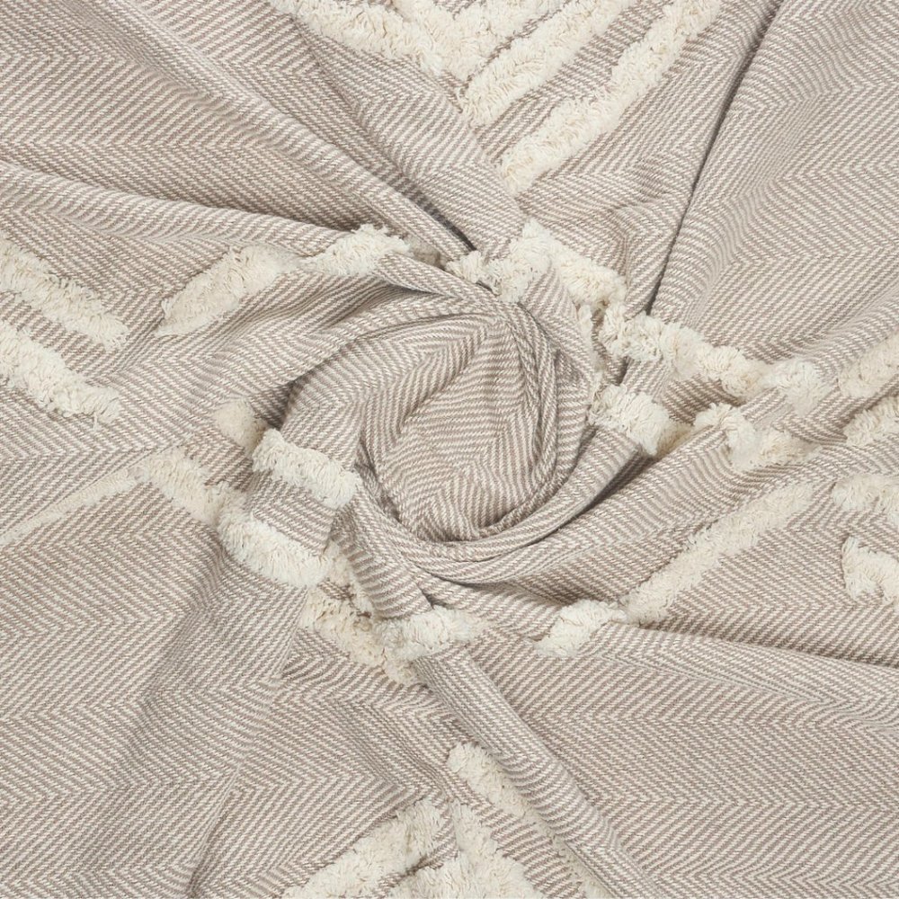 Diamond Tufted Throw Blanket / Beige & Cream / Cotton Throw Blanket / 60"x50" - Picture 8 of 11